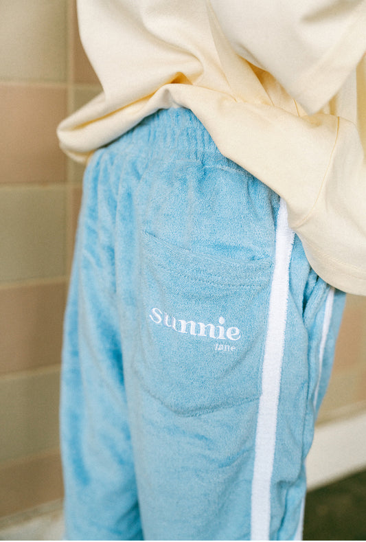 Pastel palm pants soft blue