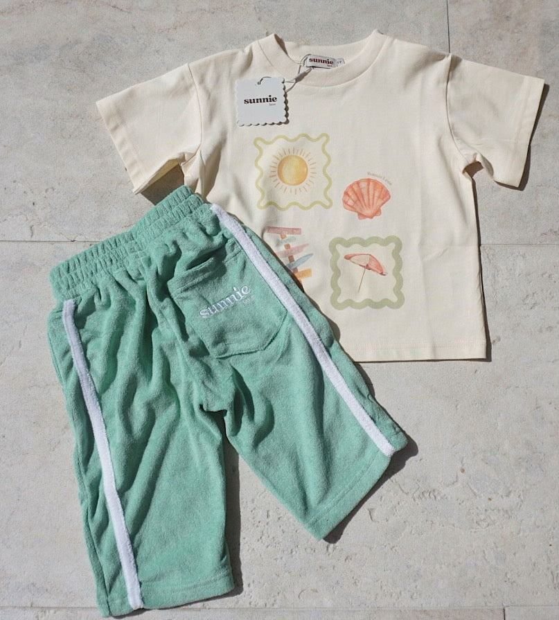 Pastel palm pants mint