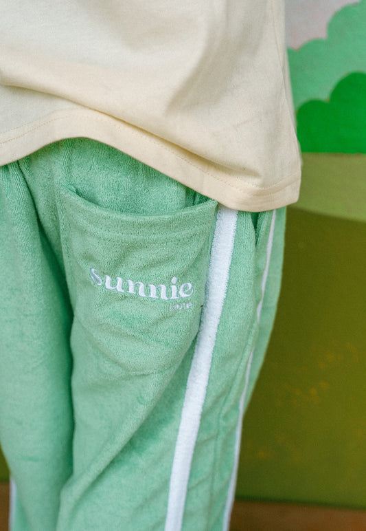 Pastel palm pants mint